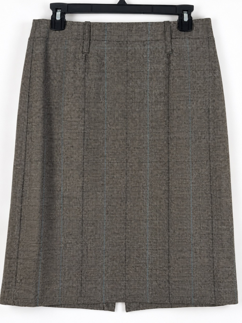 CAbi Brown Glen Plaid Pencil Skirt Turquoise Windowpane 6